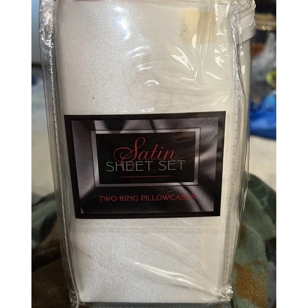 New‎ 2 Satin King Pillowcases Pillowcase Ivory Polyester